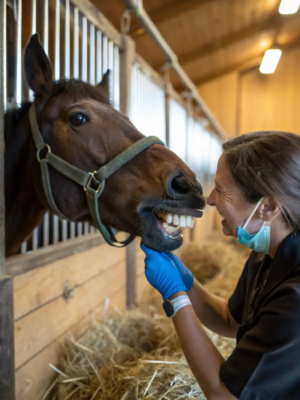An image of a veterinarian examining a horse during an endurance riding event, emphasizing the importance of horse welfare and veterinary care in the sport.