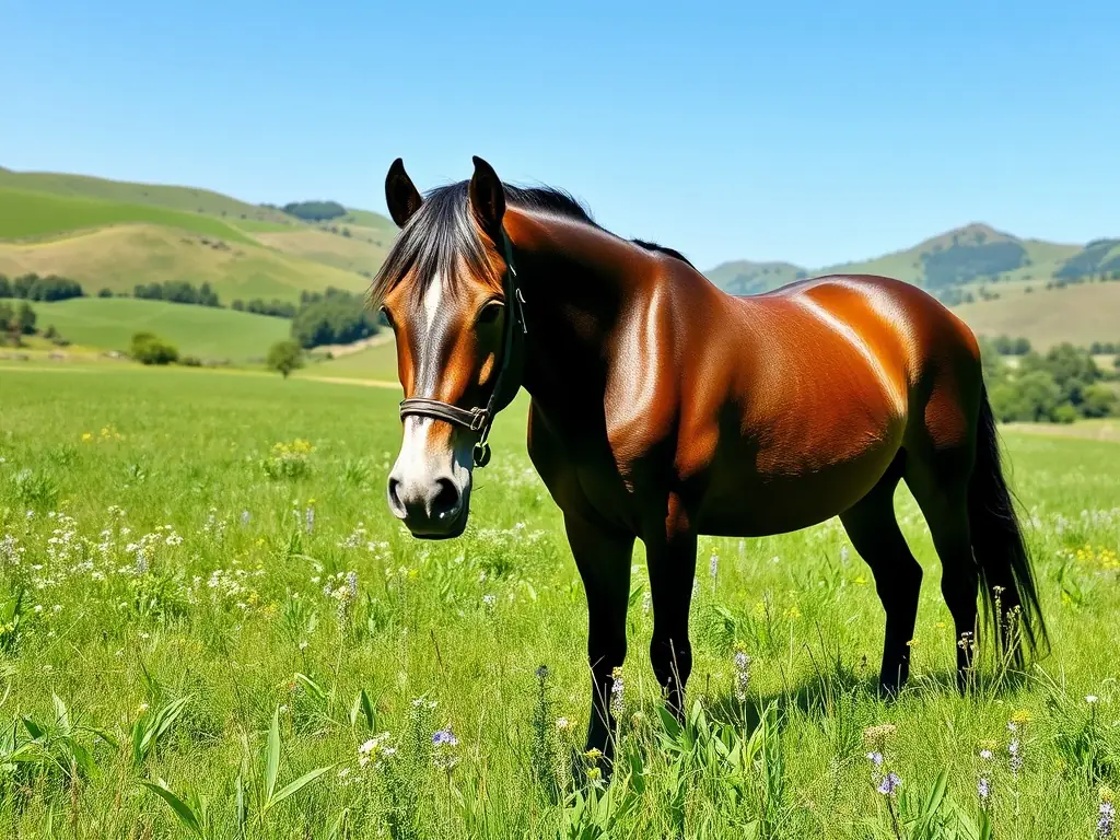 A serene image of a rider and horse pausing on a hilltop, overlooking a vast landscape, symbolizing the mental clarity and connection with nature gained through endurance riding.
